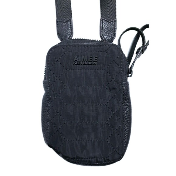 Aimee Kestenberg Nylon Stadium Crossbody Wallet Mini Just Saying Black Quilted - Picture 2 of 6